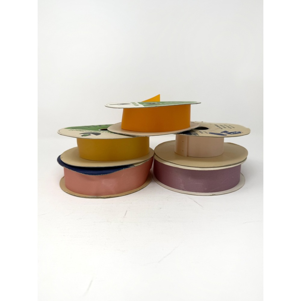 Vintage Satin Ribbon Destash 5 Spools McGinley Mills Floral Supply Lot